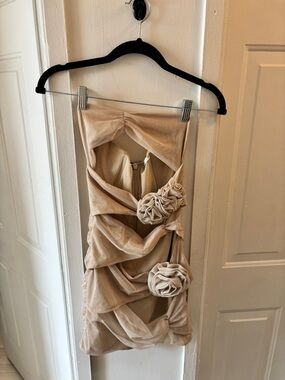 House of CB Caterina Fog Floral Cut Out Mini Dress in Cream